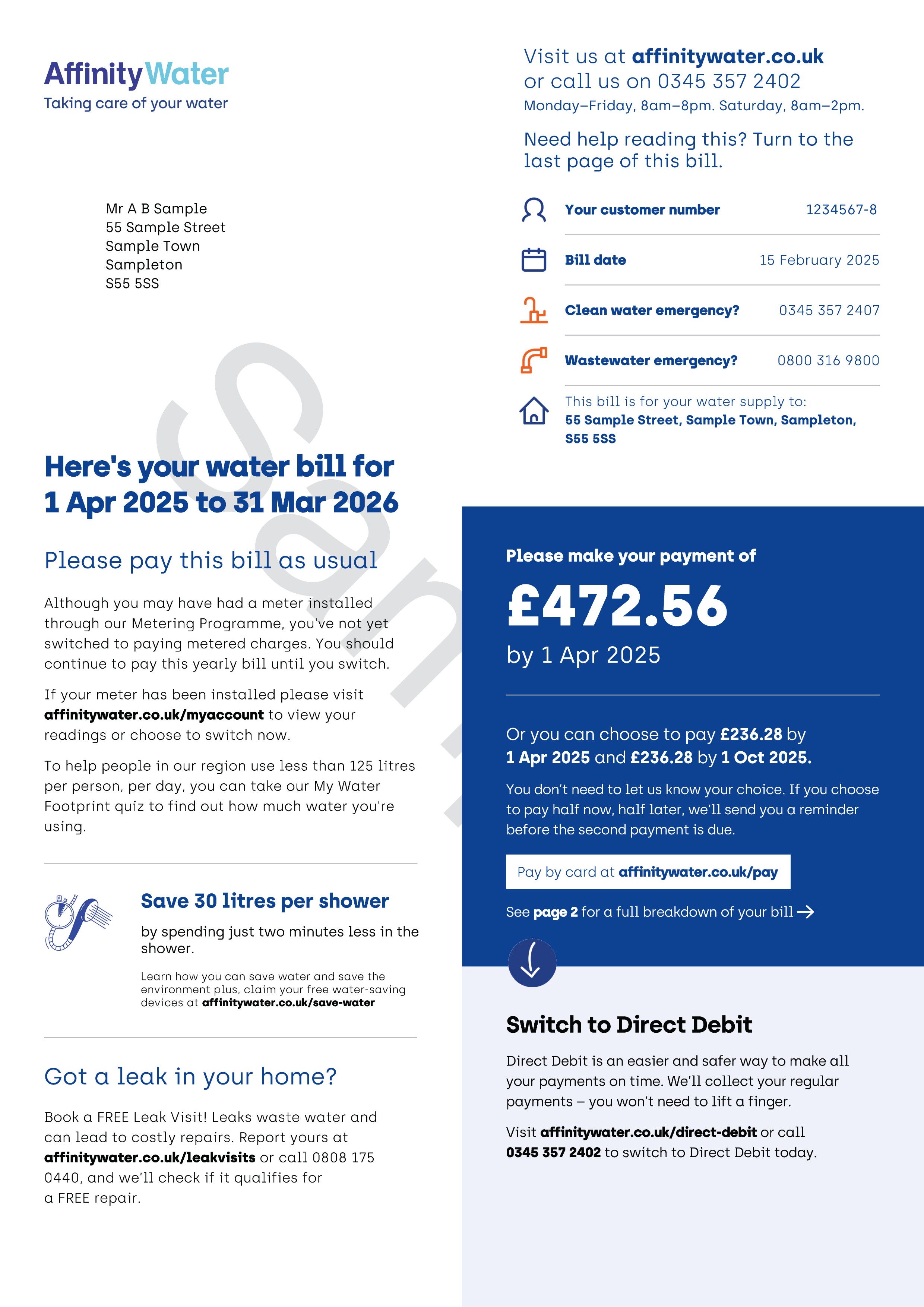 Example utility bill