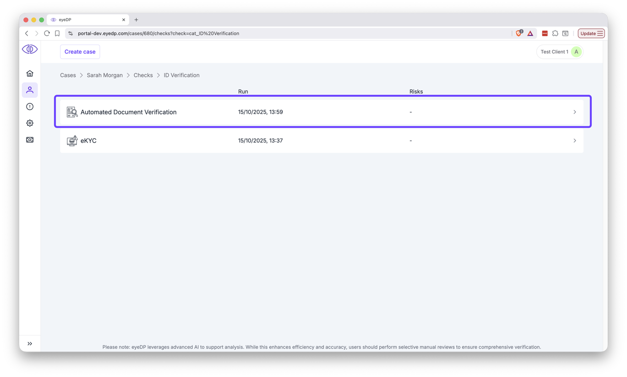 List of ID Verification checks, including ADV